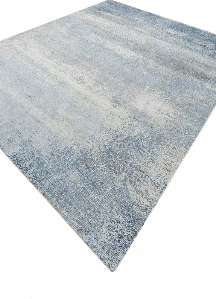 afterglow by kavi blue wool and bamboo silk hand knotted Rug - FoldShot afterglow by kavi blue wool and bamboo silk hand knotted Rug - FoldShot