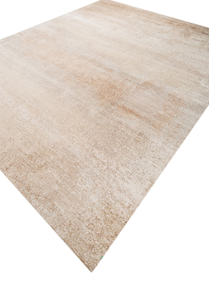 afterglow by kavi ivory wool and bamboo silk hand knotted Rug - FoldShot