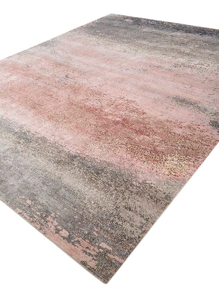 afterglow by kavi grey and black wool and bamboo silk hand knotted Rug - FoldShot