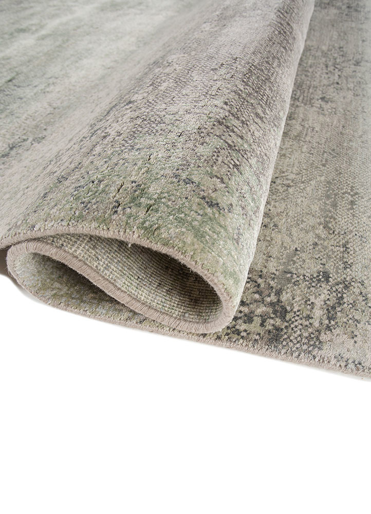 afterglow by kavi blue wool and bamboo silk hand knotted Rug - FoldShot