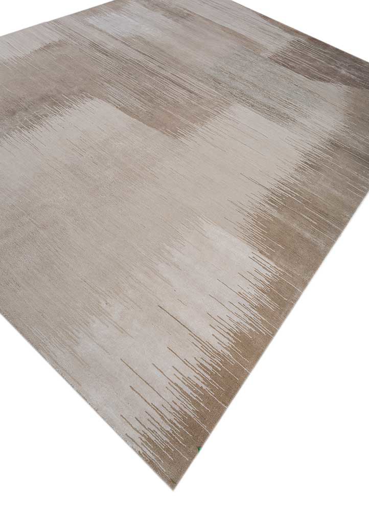 afterglow by kavi ivory wool and bamboo silk hand knotted Rug - FoldShot