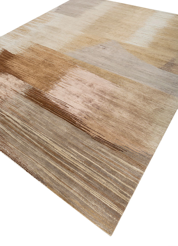 afterglow by kavi ivory wool and bamboo silk hand knotted Rug - FoldShot