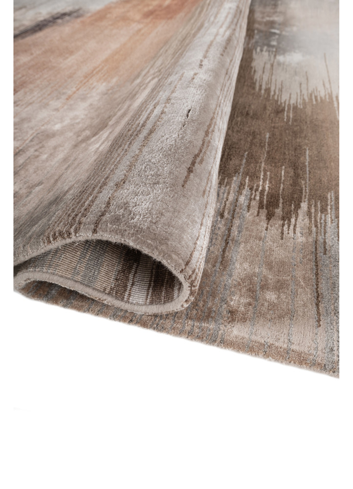 afterglow by kavi beige and brown wool and bamboo silk hand knotted Rug - FoldShot afterglow by kavi beige and brown wool and bamboo silk hand knotted Rug - FoldShot