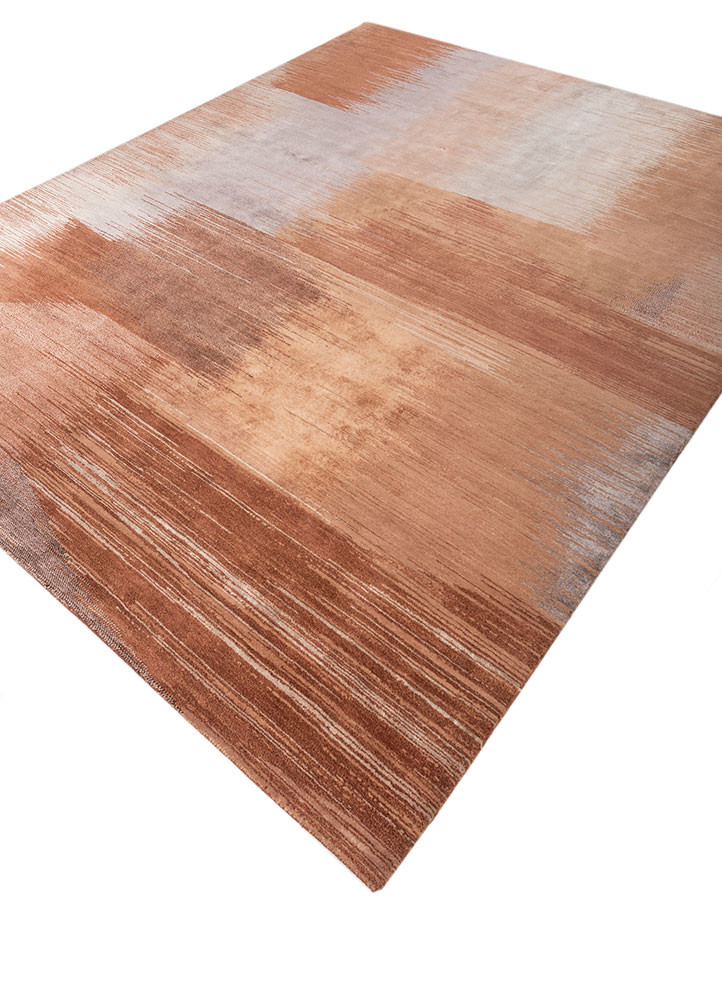 afterglow by kavi red and orange wool and bamboo silk hand knotted Rug - FoldShot