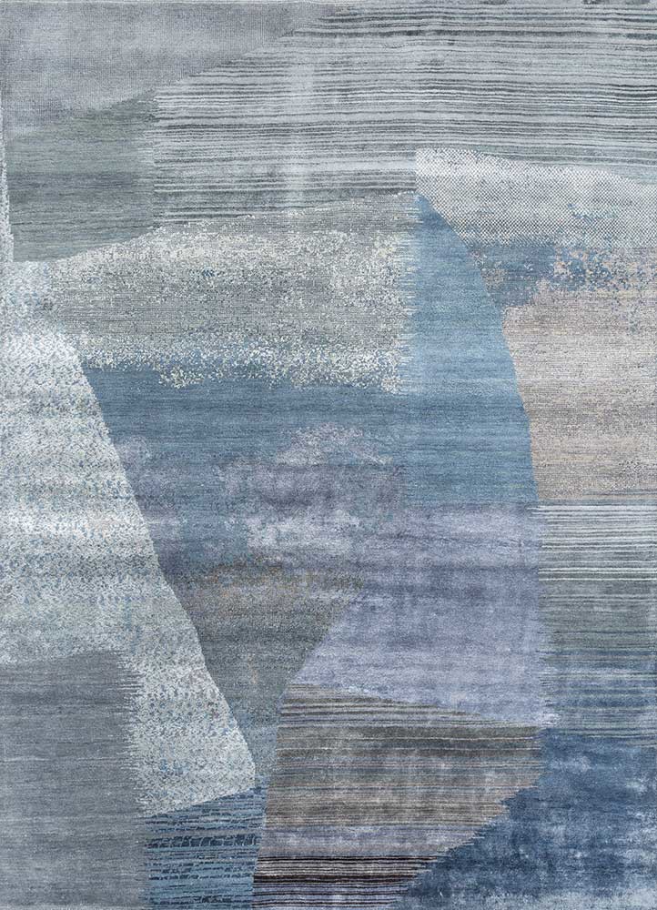 afterglow by kavi blue wool and bamboo silk hand knotted Rug - FoldShot afterglow by kavi blue wool and bamboo silk hand knotted Rug - FoldShot