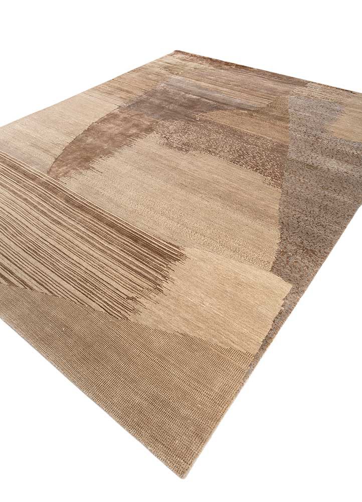 afterglow by kavi beige and brown wool and bamboo silk hand knotted Rug - FoldShot afterglow by kavi beige and brown wool and bamboo silk hand knotted Rug - FoldShot