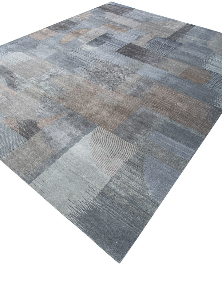 afterglow by kavi blue wool and bamboo silk hand knotted Rug - FoldShot afterglow by kavi blue wool and bamboo silk hand knotted Rug - FoldShot