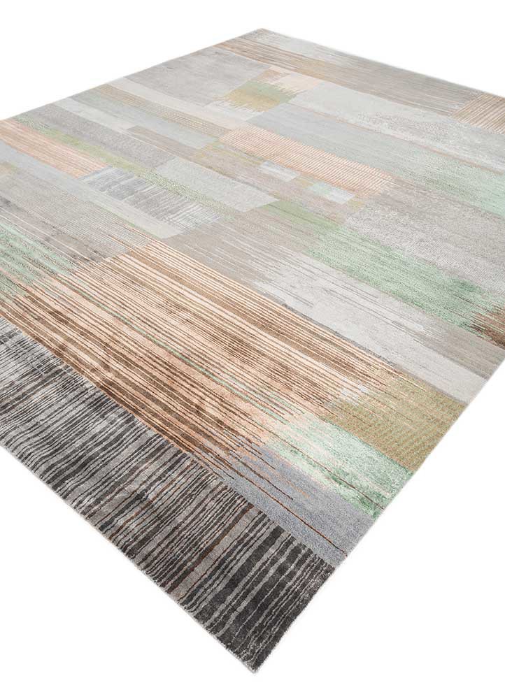 afterglow by kavi grey and black wool and bamboo silk hand knotted Rug - FoldShot afterglow by kavi grey and black wool and bamboo silk hand knotted Rug - FoldShot