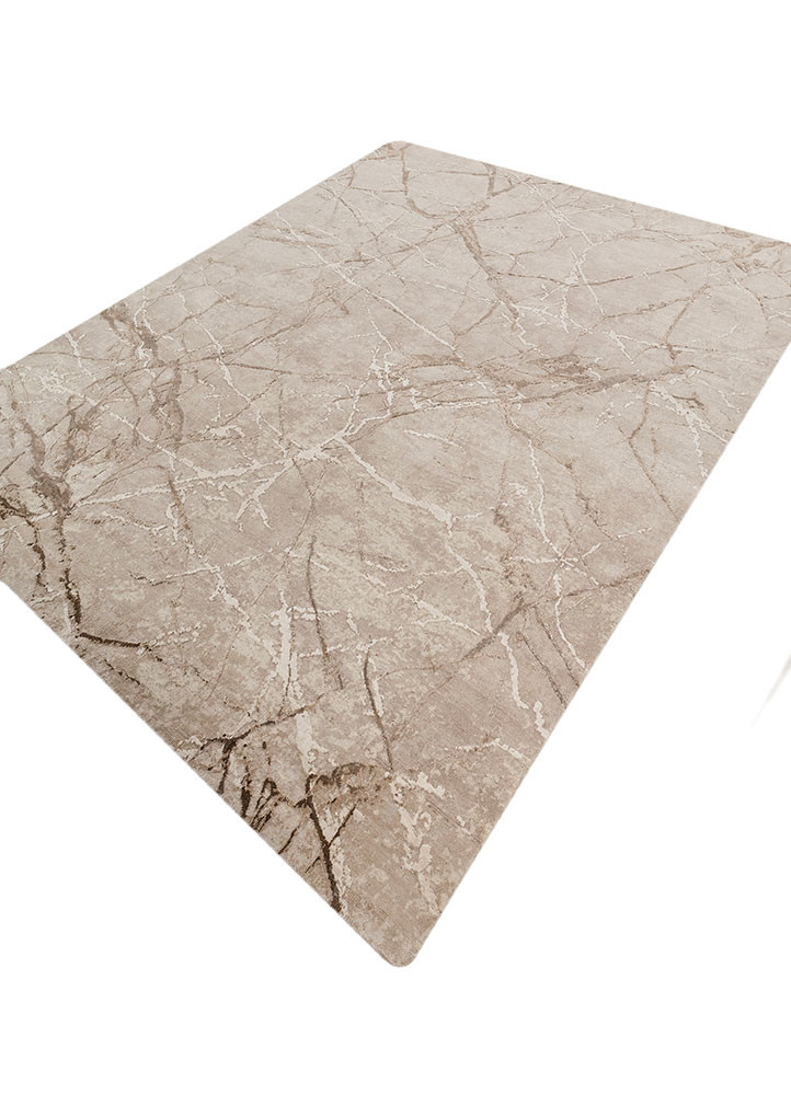urban pause by kavi ivory wool and bamboo silk hand knotted Rug - FoldShot