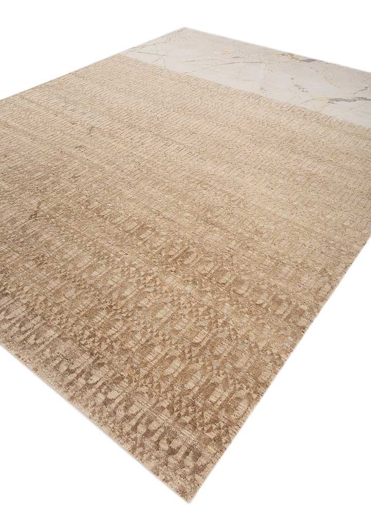 aakar by kavi ivory wool and bamboo silk hand knotted Rug - FoldShot