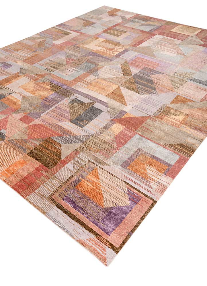 afterglow by kavi pink and purple wool and bamboo silk hand knotted Rug - FoldShot afterglow by kavi pink and purple wool and bamboo silk hand knotted Rug - FoldShot