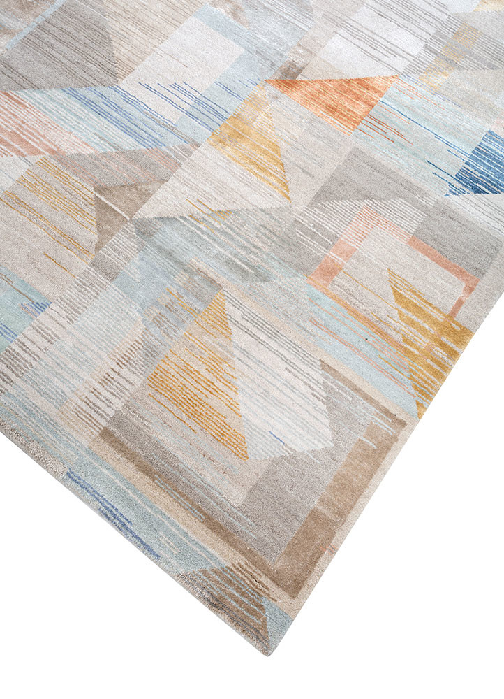 afterglow by kavi ivory wool and bamboo silk hand knotted Rug - FoldShot