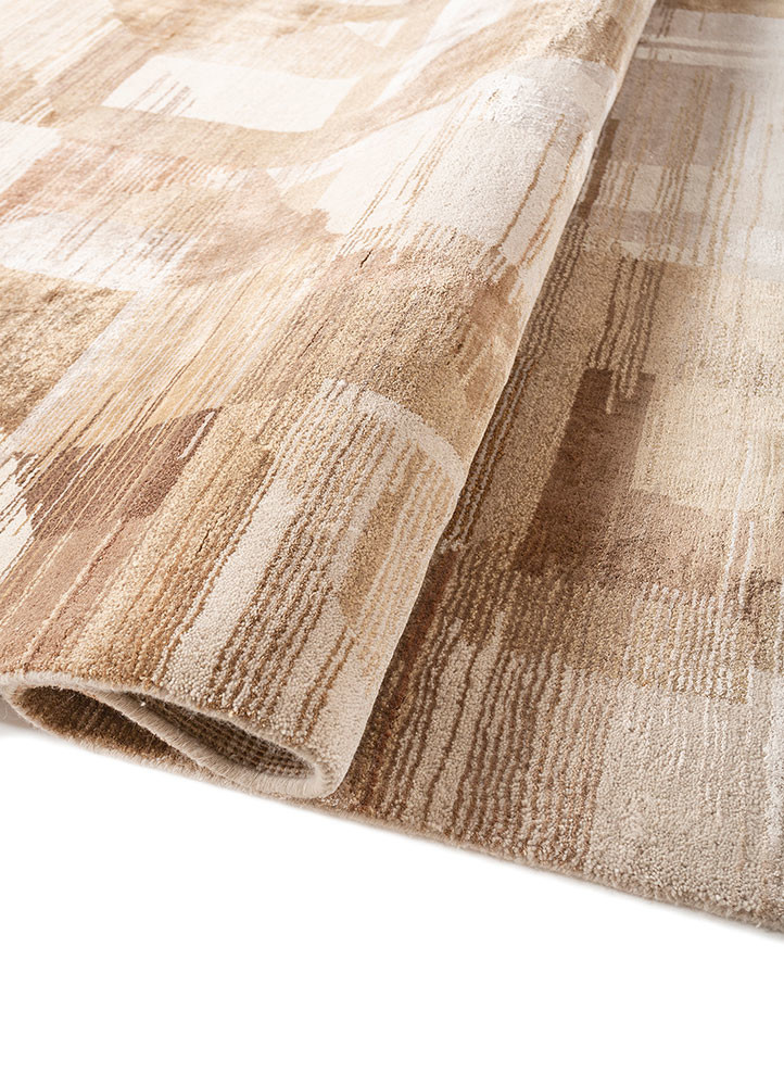 afterglow by kavi ivory wool and bamboo silk hand knotted Rug - FoldShot