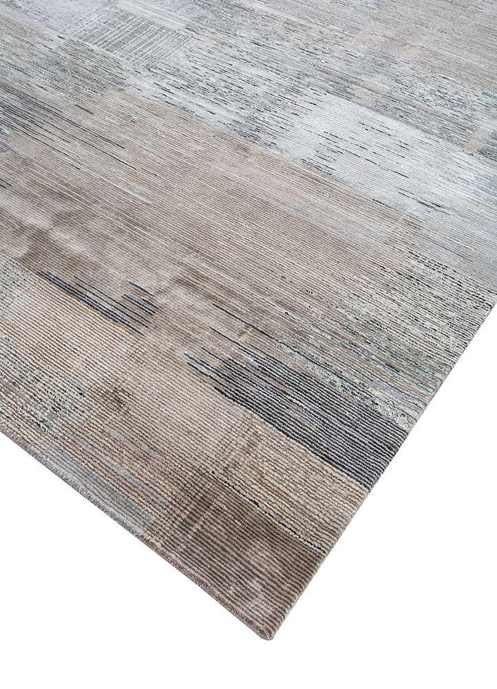 afterglow by kavi grey and black wool and bamboo silk hand knotted Rug - FoldShot