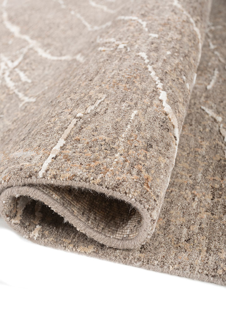 urban pause by kavi beige and brown wool and bamboo silk hand knotted Rug - FoldShot urban pause by kavi beige and brown wool and bamboo silk hand knotted Rug - FoldShot