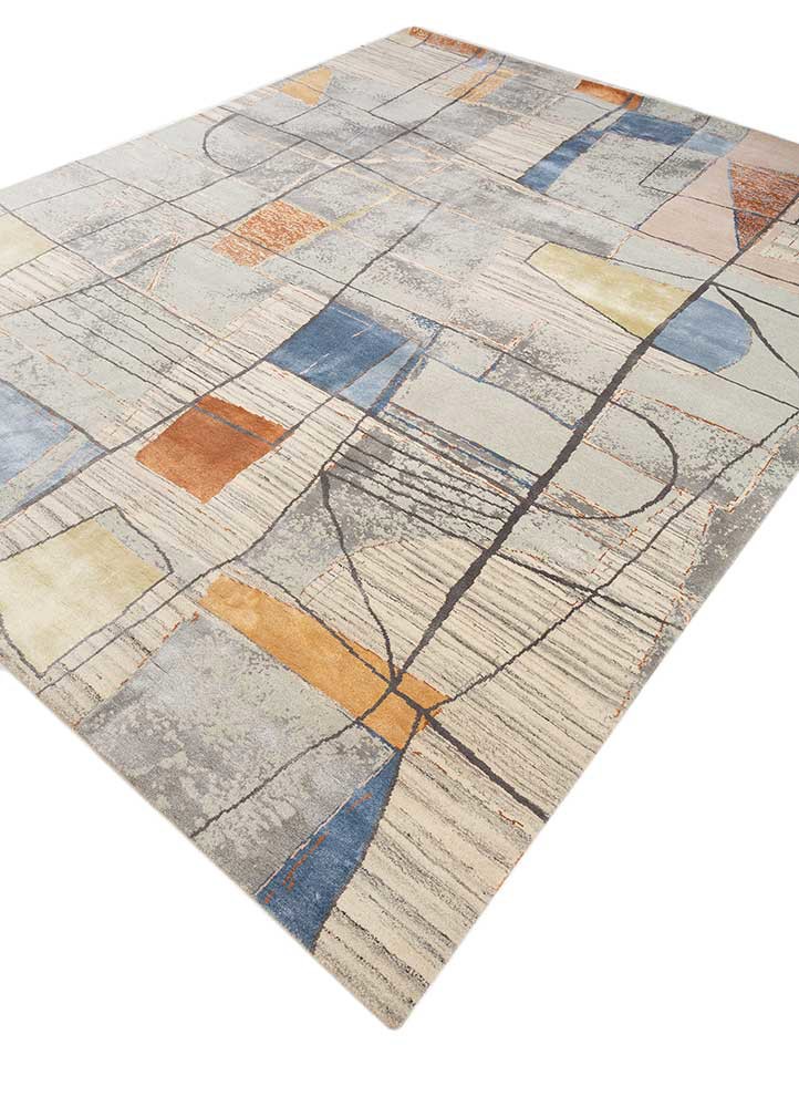 chaos theory by kavi ivory wool and bamboo silk hand knotted Rug - FoldShot chaos theory by kavi ivory wool and bamboo silk hand knotted Rug - FoldShot
