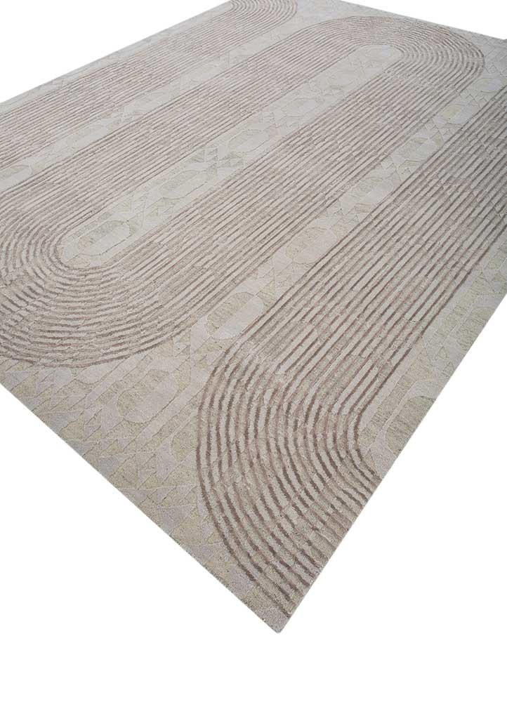 aakar by kavi ivory wool and bamboo silk hand knotted Rug - FoldShot