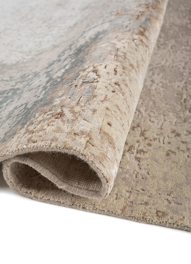 hidden by kavi ivory wool and bamboo silk hand knotted Rug - FoldShot