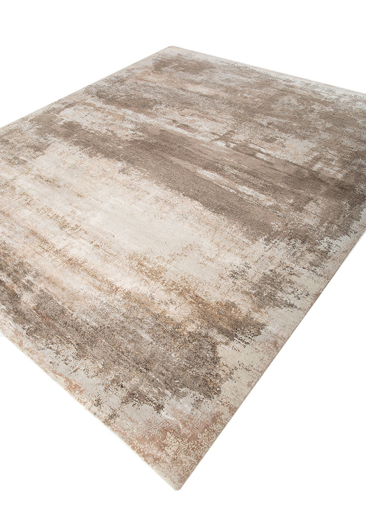 hidden by kavi beige and brown wool and bamboo silk hand knotted Rug - FoldShot hidden by kavi beige and brown wool and bamboo silk hand knotted Rug - FoldShot