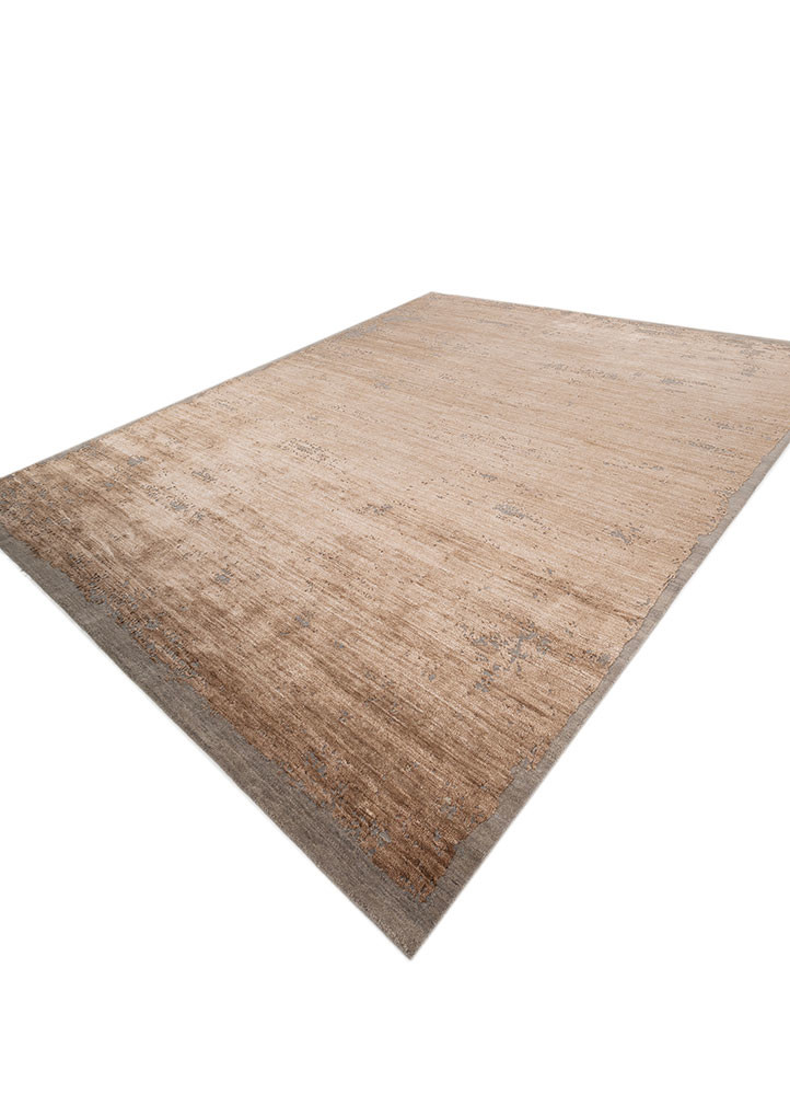 aprezo beige and brown tencil hand knotted Rug - FoldShot aprezo beige and brown tencil hand knotted Rug - FoldShot