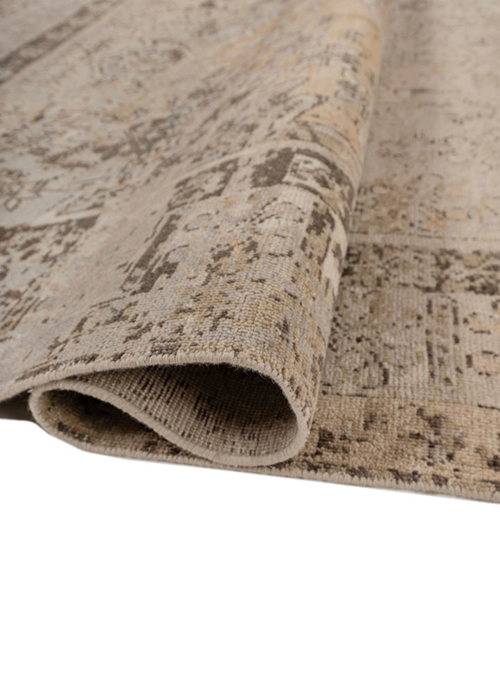 thyme beige and brown wool hand knotted Rug - FoldShot