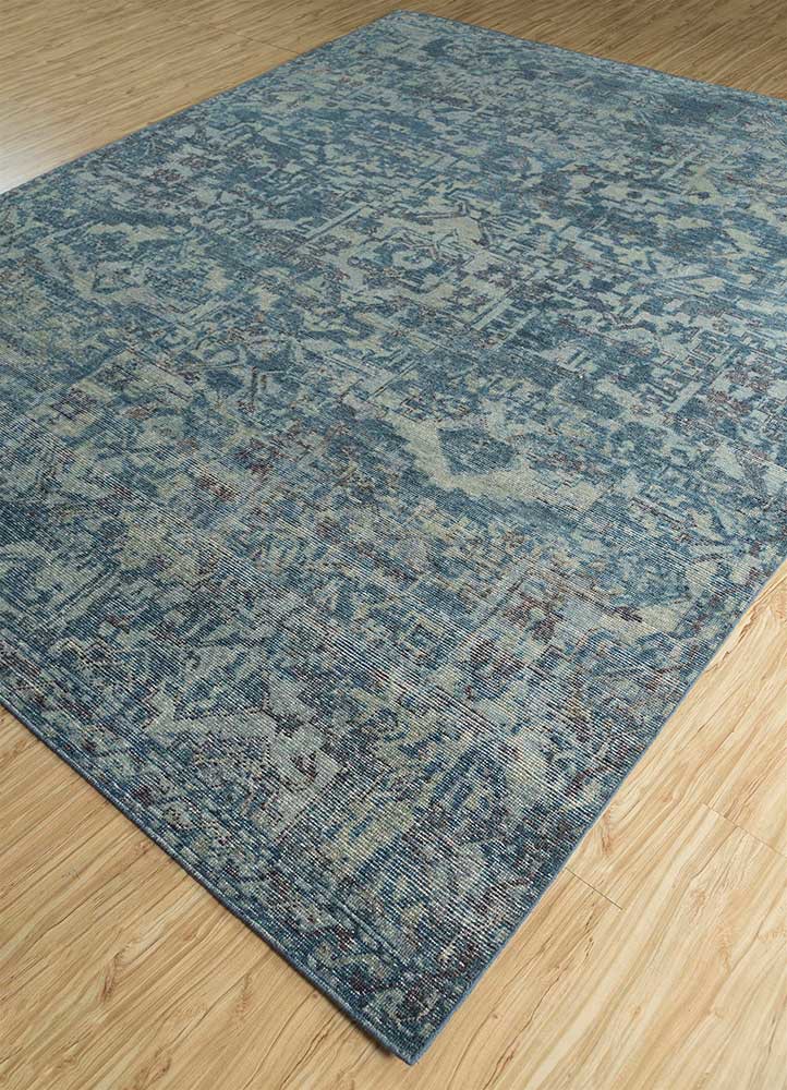 erbe blue wool hand knotted Rug - FoldShot
