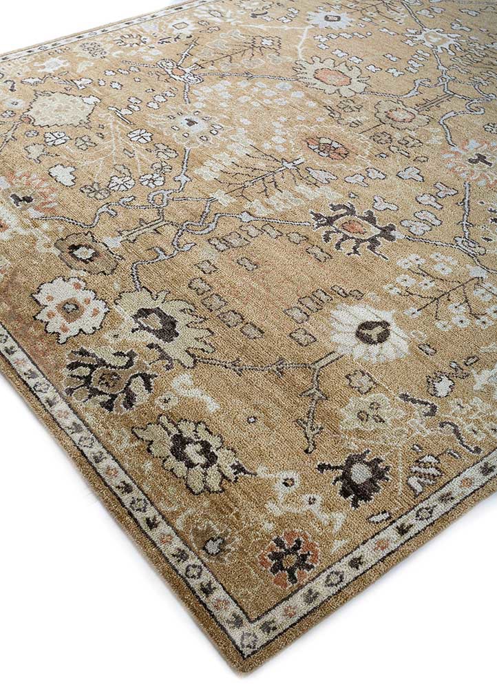 erbe beige and brown wool hand knotted Rug - FoldShot