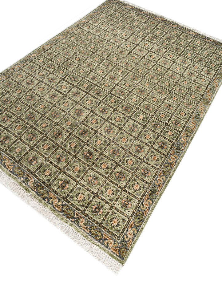 erbe green wool hand knotted Rug - FoldShot erbe green wool hand knotted Rug - FoldShot