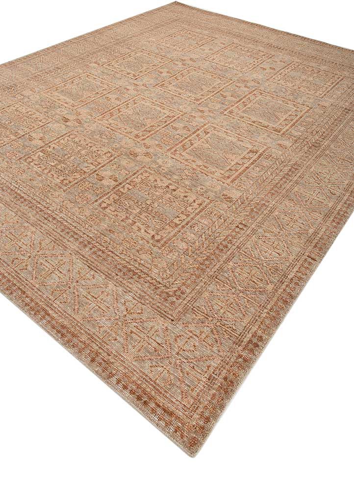 erbe beige and brown wool hand knotted Rug - FoldShot