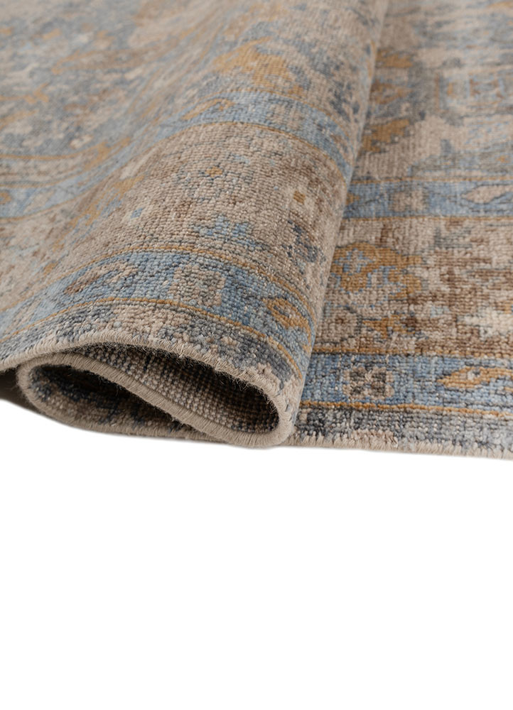 erbe beige and brown wool hand knotted Rug - FoldShot