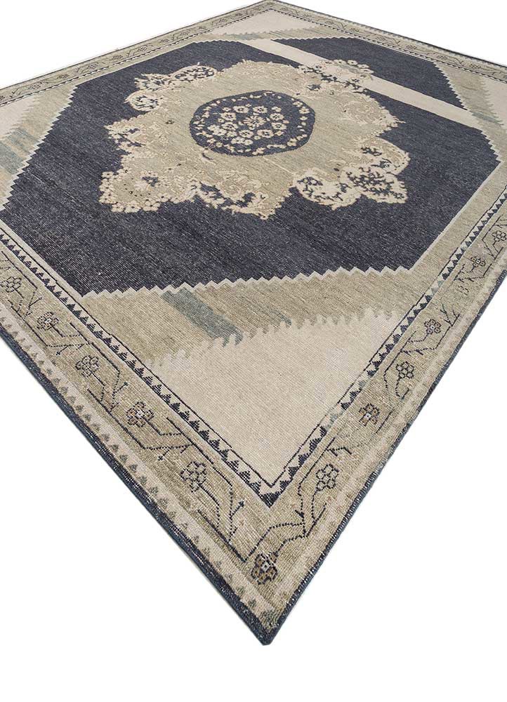 thyme blue wool hand knotted Rug - FoldShot