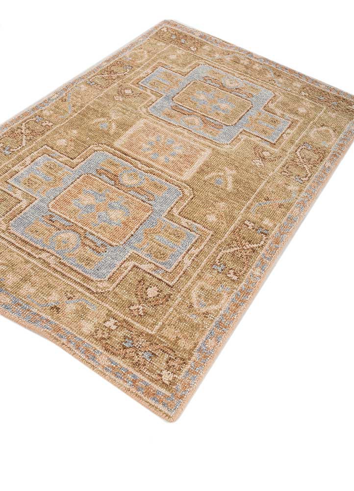 erbe beige and brown wool hand knotted Rug - FoldShot