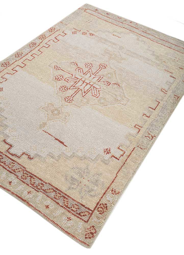 thyme beige and brown wool hand knotted Rug - FoldShot