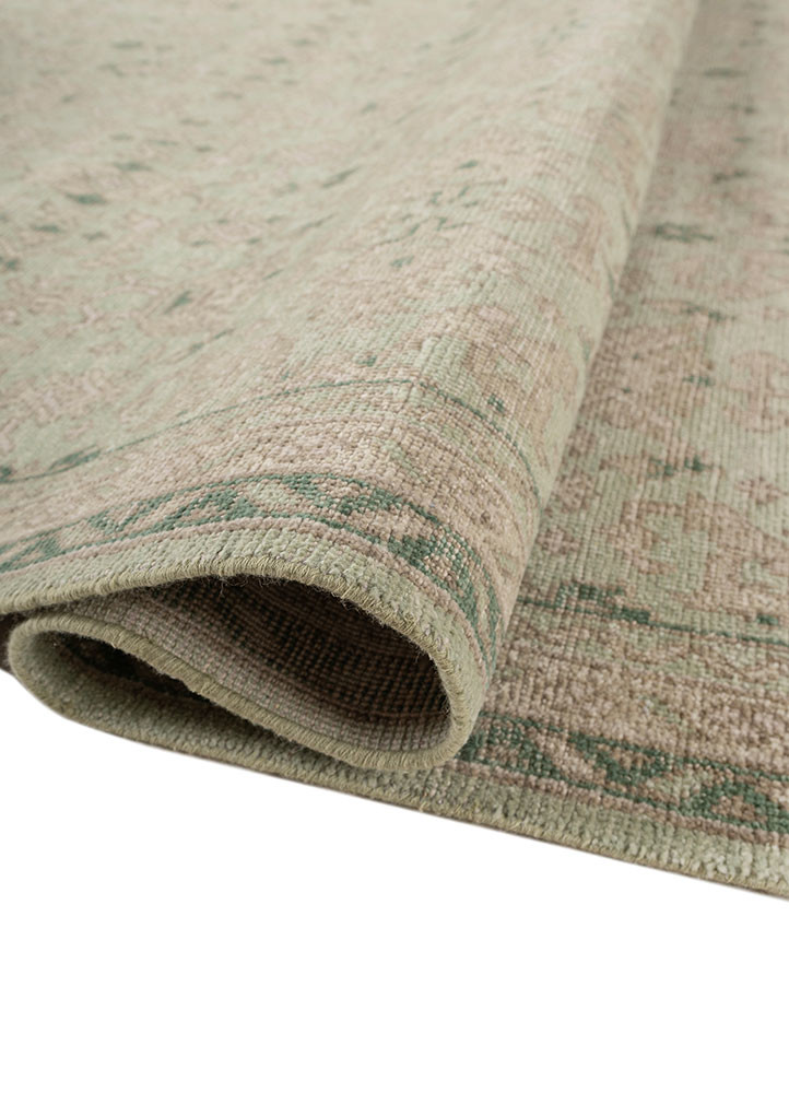 erbe green wool hand knotted Rug - FoldShot