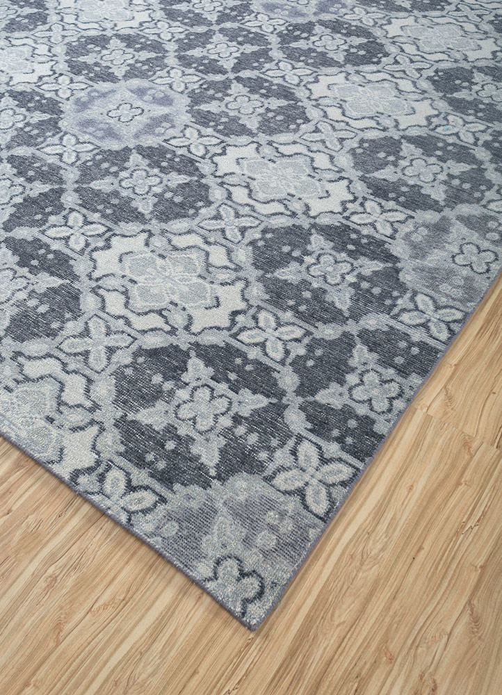 erbe blue wool hand knotted Rug - FoldShot