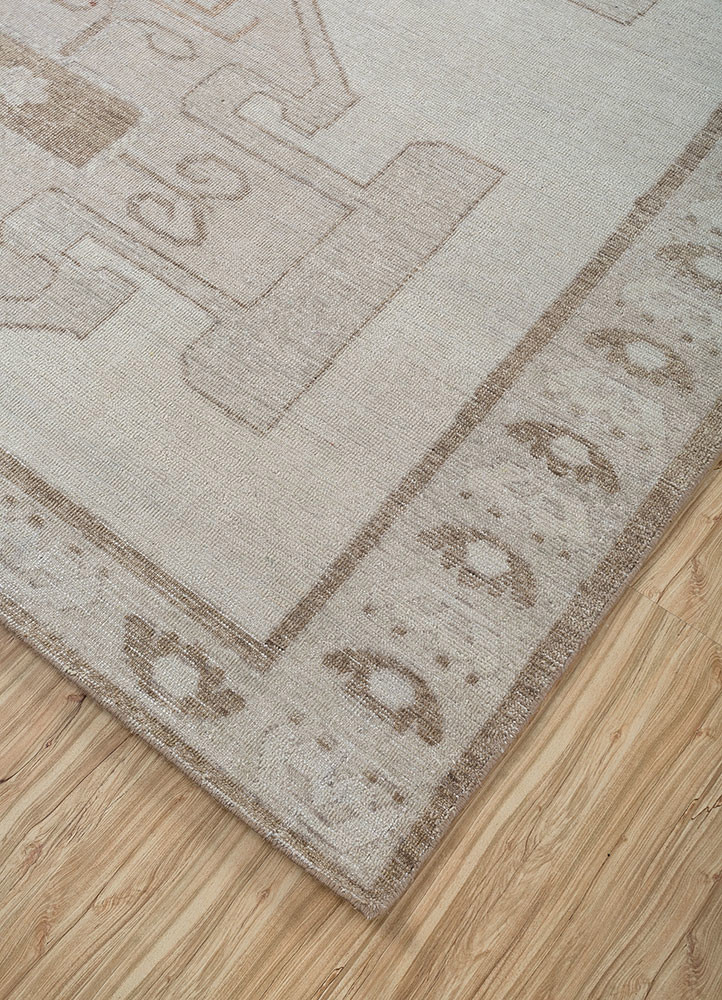 thyme ivory wool hand knotted Rug - FoldShot