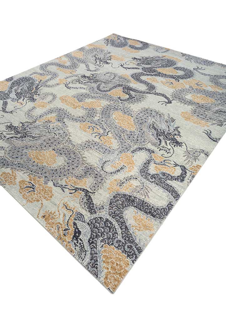 erbe blue wool hand knotted Rug - FoldShot erbe blue wool hand knotted Rug - FoldShot