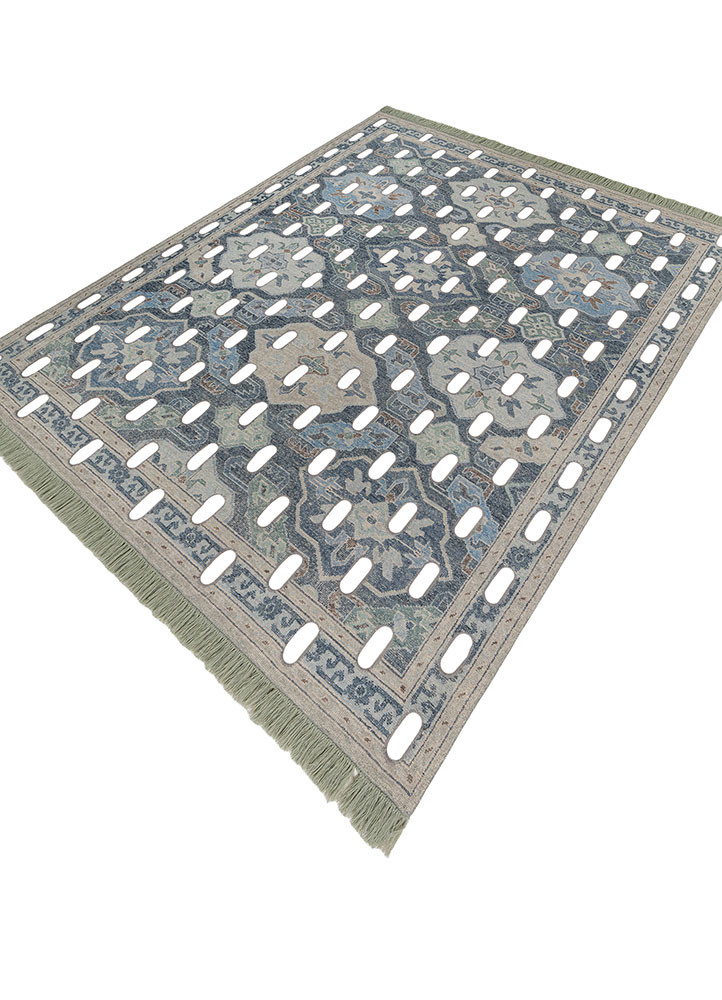 placebo blue wool hand knotted Rug - FoldShot