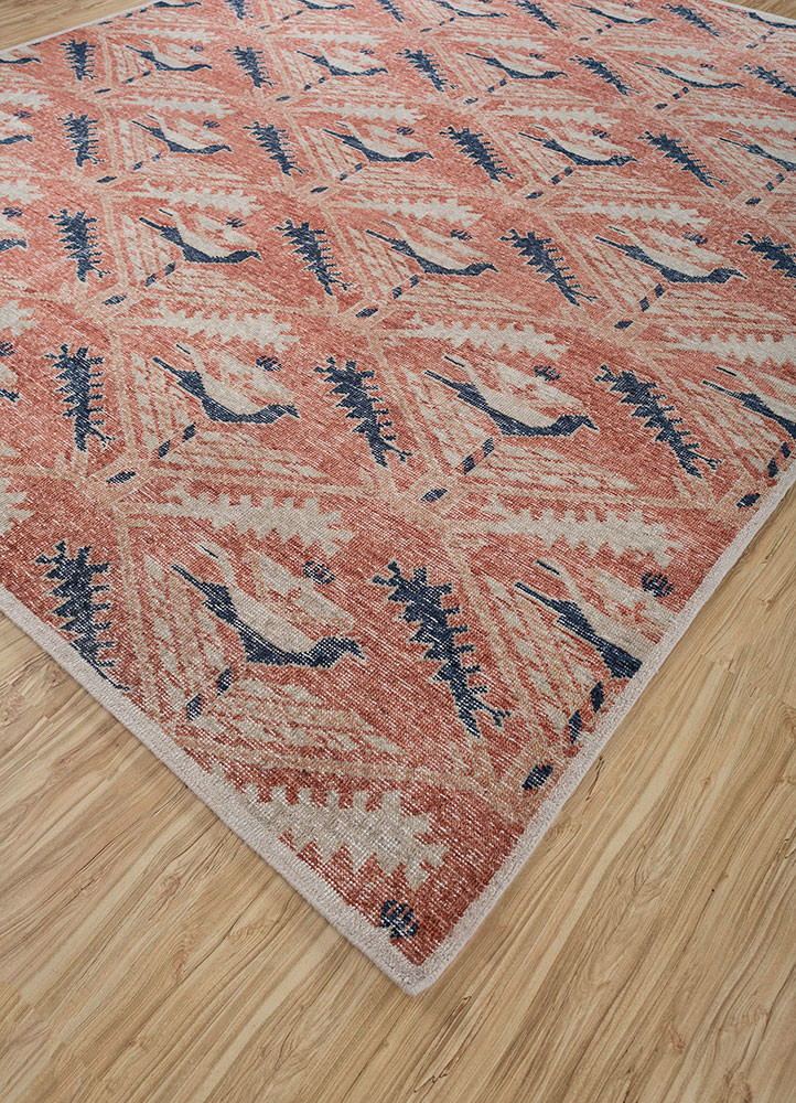 erbe red and orange wool hand knotted Rug - FoldShot erbe red and orange wool hand knotted Rug - FoldShot