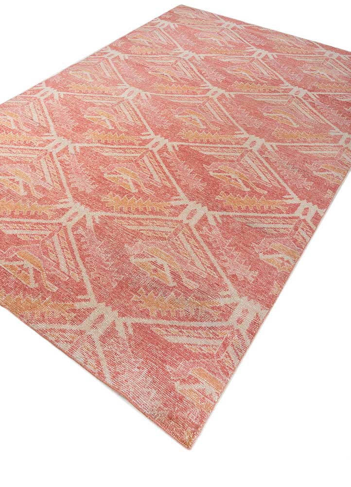 erbe red and orange wool hand knotted Rug - FoldShot erbe red and orange wool hand knotted Rug - FoldShot