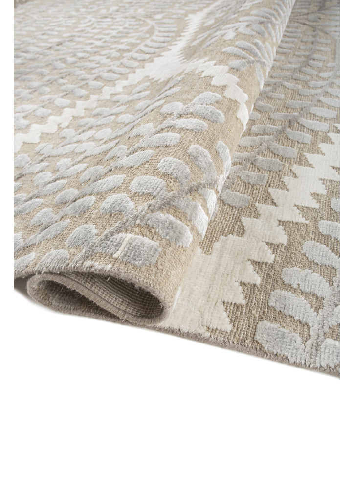 erbe grey and black wool and bamboo silk hand knotted Rug - FoldShot erbe grey and black wool and bamboo silk hand knotted Rug - FoldShot