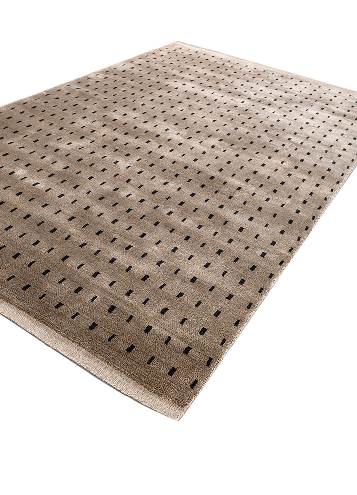 aprezo beige and brown acrylic hand loom Rug - FoldShot aprezo beige and brown acrylic hand loom Rug - FoldShot