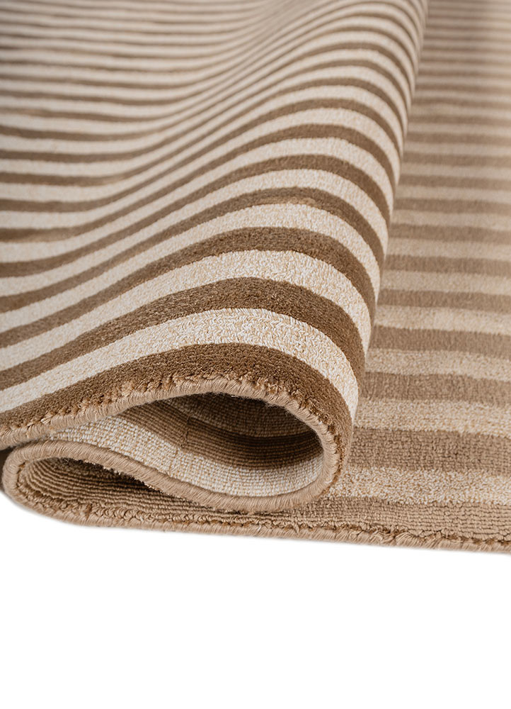tesoro beige and brown acrylic hand loom Rug - FoldShot