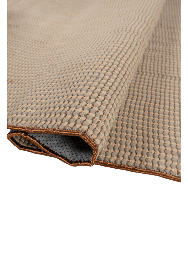 aprezo beige and brown acrylic hand loom Rug - FoldShot aprezo beige and brown acrylic hand loom Rug - FoldShot