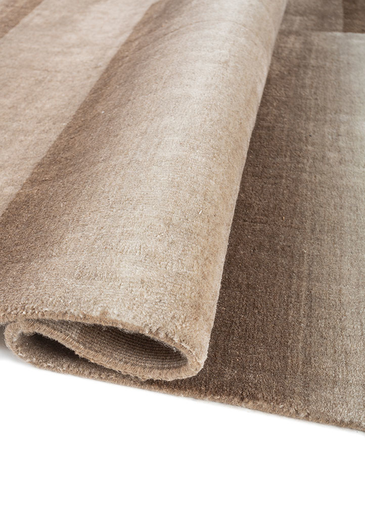 jean beige and brown nylon hand loom Rug - FoldShot