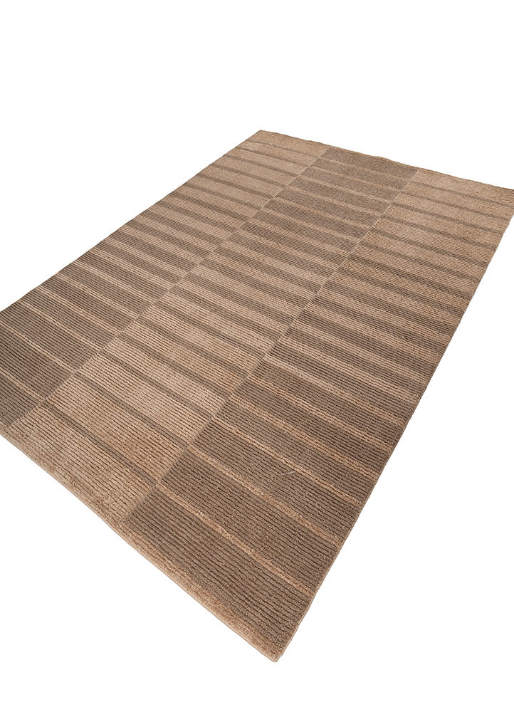 aprezo beige and brown polyester hand loom Rug - FoldShot aprezo beige and brown polyester hand loom Rug - FoldShot