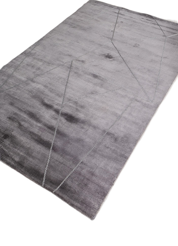 saga grey and black viscose hand loom Rug - FoldShot saga grey and black viscose hand loom Rug - FoldShot