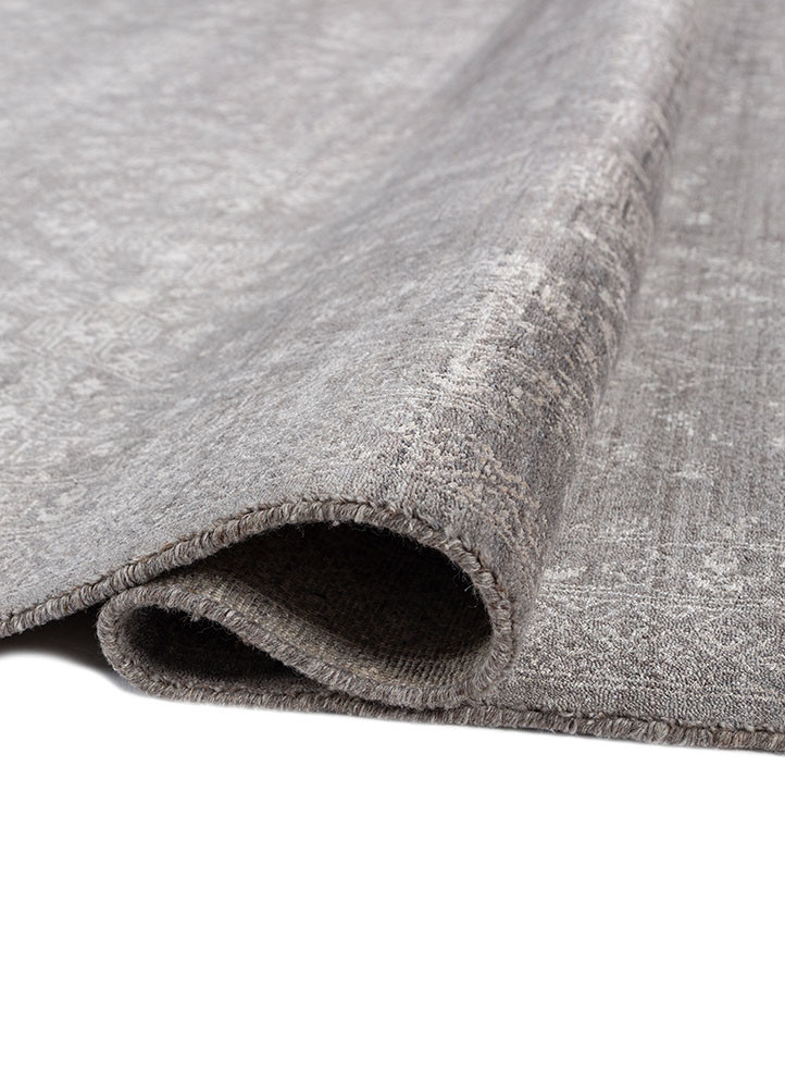 konstrukt beige and brown wool and bamboo silk hand loom Rug - FoldShot