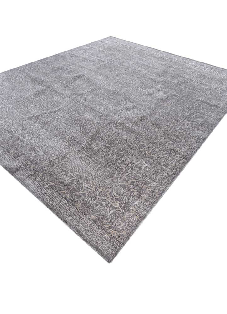 konstrukt beige and brown wool and bamboo silk hand loom Rug - FoldShot