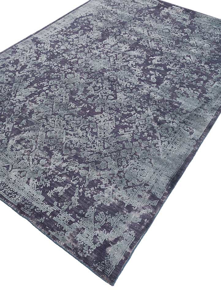 konstrukt blue wool and bamboo silk hand loom Rug - FoldShot